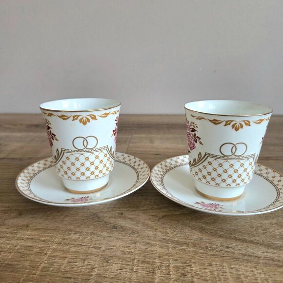 1980s Imperial Lomonosov made in USSR Wedding 2 porcelain cups and saucers. - Picture 3 of 8